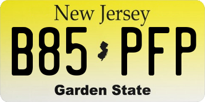 NJ license plate B85PFP