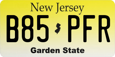 NJ license plate B85PFR