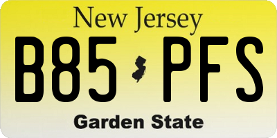 NJ license plate B85PFS
