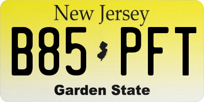 NJ license plate B85PFT