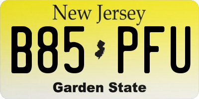 NJ license plate B85PFU
