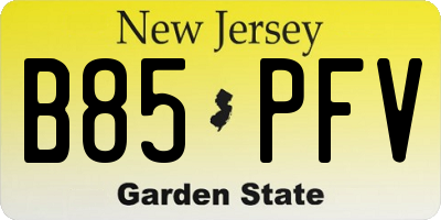 NJ license plate B85PFV