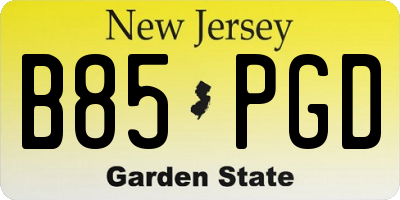 NJ license plate B85PGD