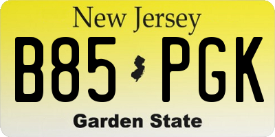 NJ license plate B85PGK