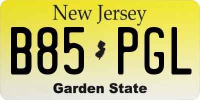 NJ license plate B85PGL