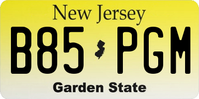 NJ license plate B85PGM