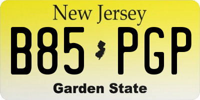 NJ license plate B85PGP