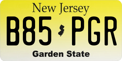 NJ license plate B85PGR