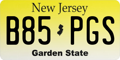 NJ license plate B85PGS