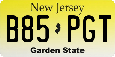 NJ license plate B85PGT