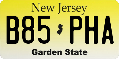 NJ license plate B85PHA