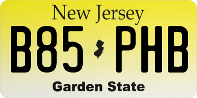 NJ license plate B85PHB