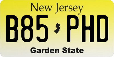 NJ license plate B85PHD