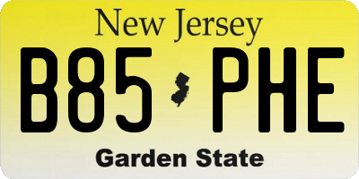 NJ license plate B85PHE
