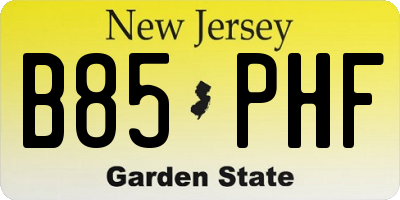 NJ license plate B85PHF