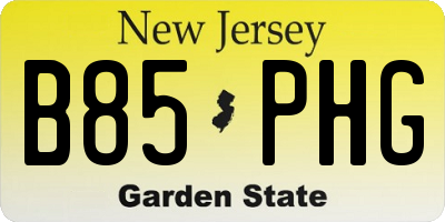 NJ license plate B85PHG