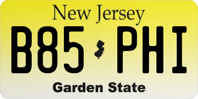 NJ license plate B85PHI