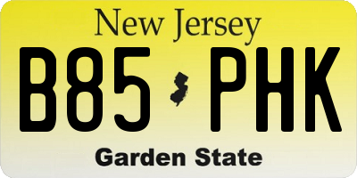 NJ license plate B85PHK