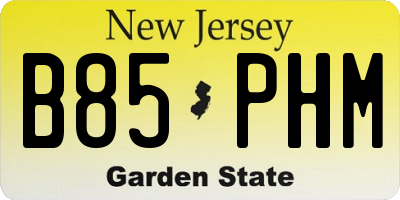 NJ license plate B85PHM