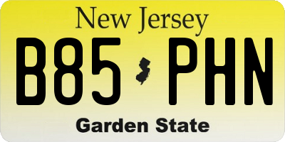 NJ license plate B85PHN