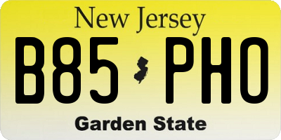 NJ license plate B85PHO