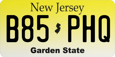 NJ license plate B85PHQ