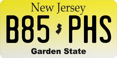 NJ license plate B85PHS