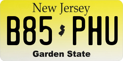 NJ license plate B85PHU
