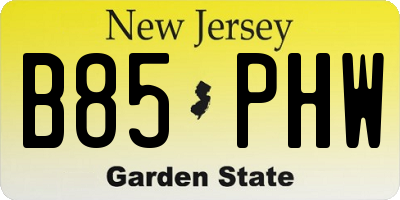 NJ license plate B85PHW