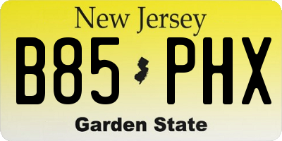 NJ license plate B85PHX