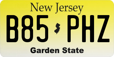NJ license plate B85PHZ
