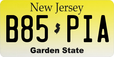 NJ license plate B85PIA
