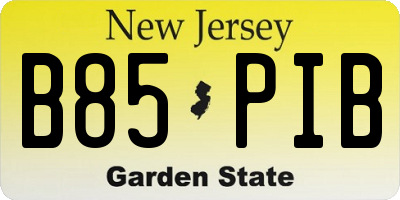 NJ license plate B85PIB