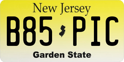 NJ license plate B85PIC