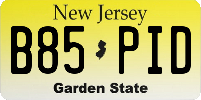 NJ license plate B85PID