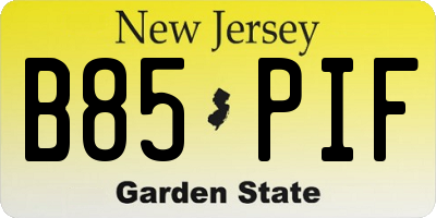 NJ license plate B85PIF