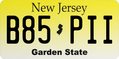 NJ license plate B85PII