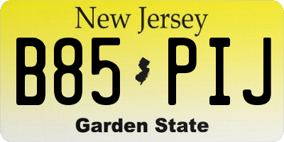 NJ license plate B85PIJ