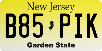 NJ license plate B85PIK
