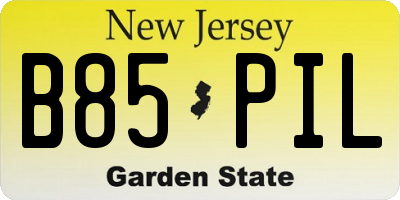 NJ license plate B85PIL