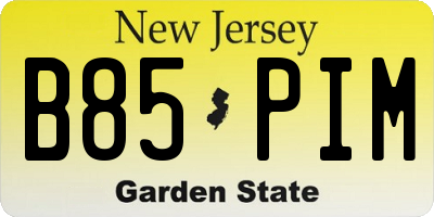 NJ license plate B85PIM