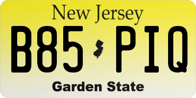 NJ license plate B85PIQ