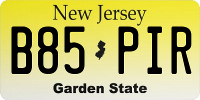 NJ license plate B85PIR