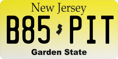 NJ license plate B85PIT