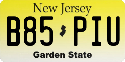 NJ license plate B85PIU