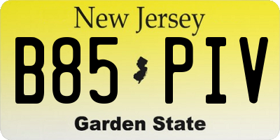 NJ license plate B85PIV