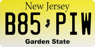 NJ license plate B85PIW