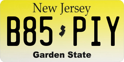 NJ license plate B85PIY