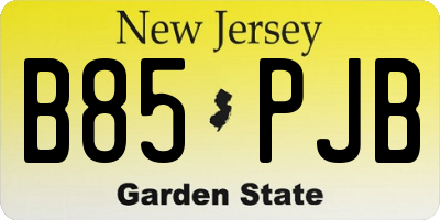 NJ license plate B85PJB