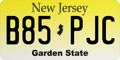 NJ license plate B85PJC